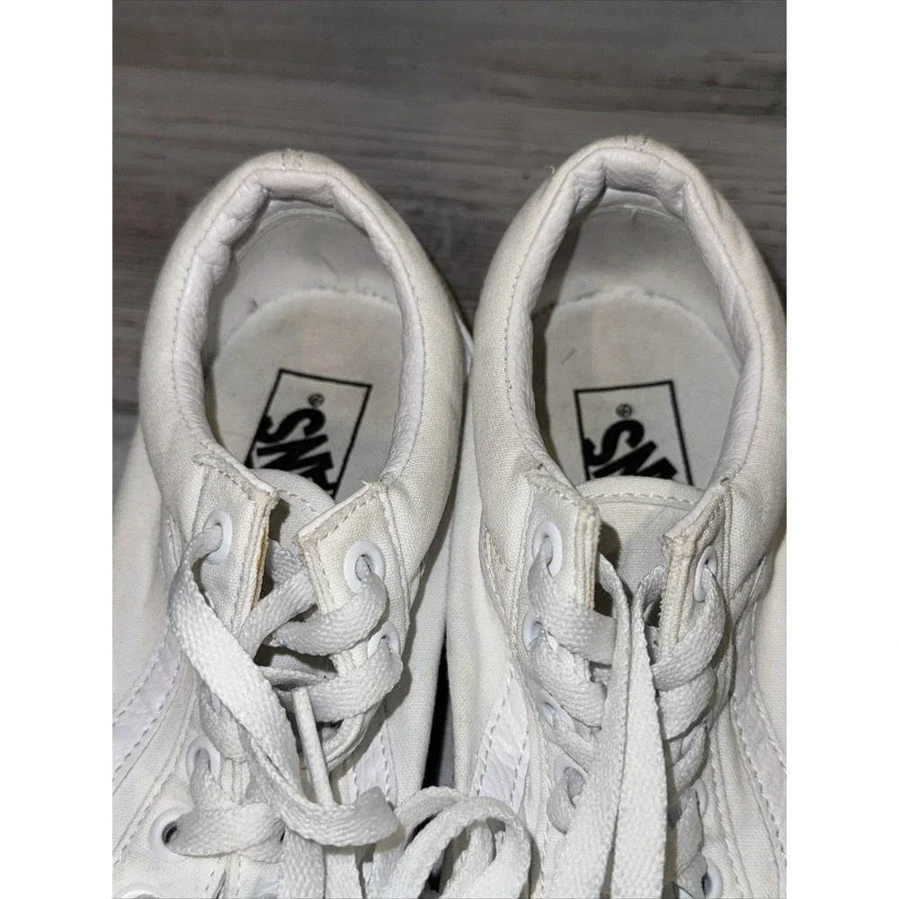 Vans Shoes Womens 7.5 Mens 6 Old Skool Sneakers White Canvas Lace Up‎ Low 508731